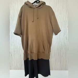 MM6 - Maison Margiela Short Sleeve Layered Hoodie Sweatshirt Dress